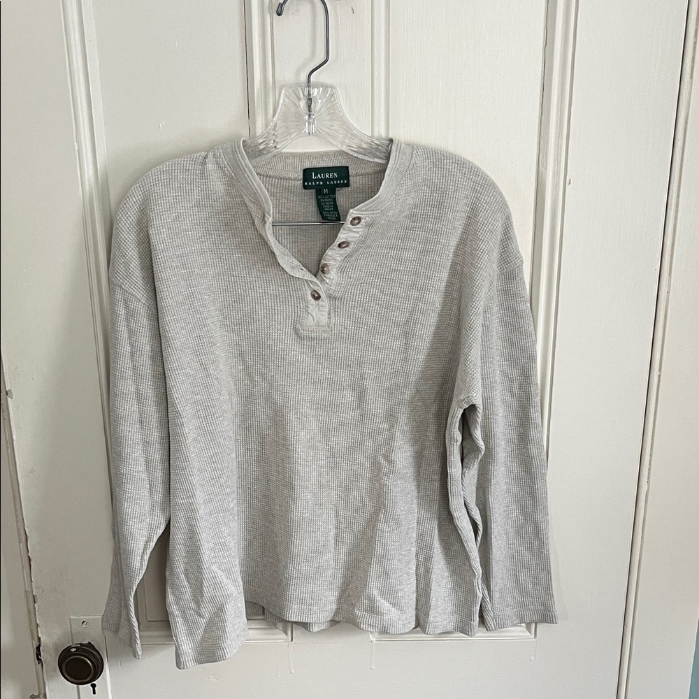 Lauren Ralph Lauren Light Gray Long Sleeve Henley